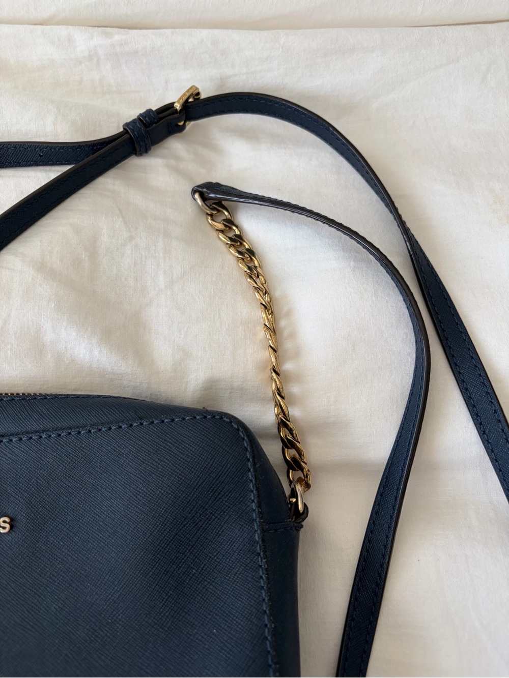 Michael Kors Navy Leather Crossbody with Gold Hardware - Picture 3 of 9